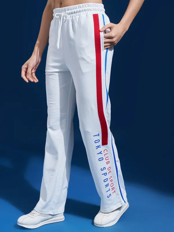 Street By Tokyo Talkies Women White Regular Fit Track Pant