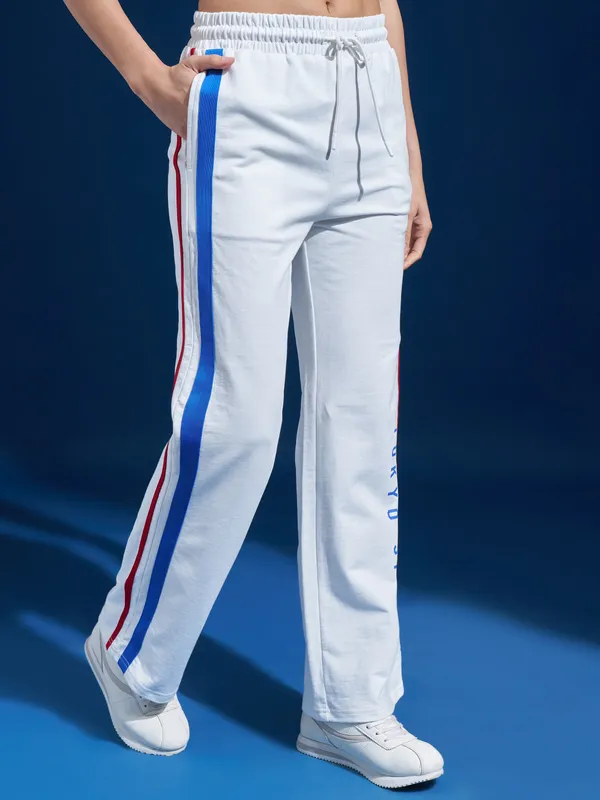 Street By Tokyo Talkies Women White Regular Fit Track Pant