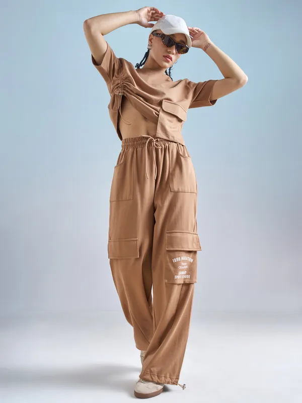 Street By Tokyo Talkies Women Brown Regular Fit Track Pant