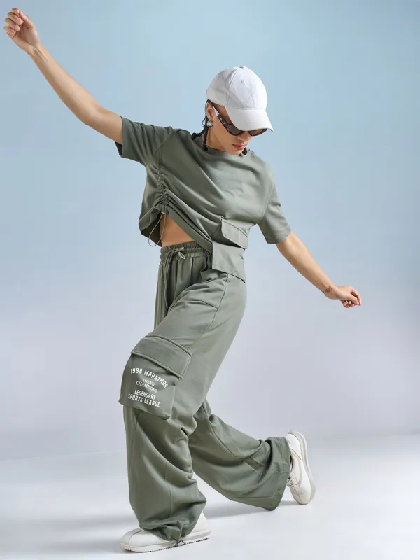 Street By Tokyo Talkies Women Olive Regular Fit Track Pant