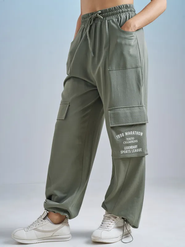 Street By Tokyo Talkies Women Olive Regular Fit Track Pant