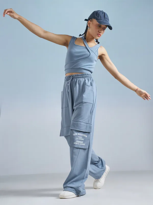 Street By Tokyo Talkies Women Blue Regular Fit Track Pant