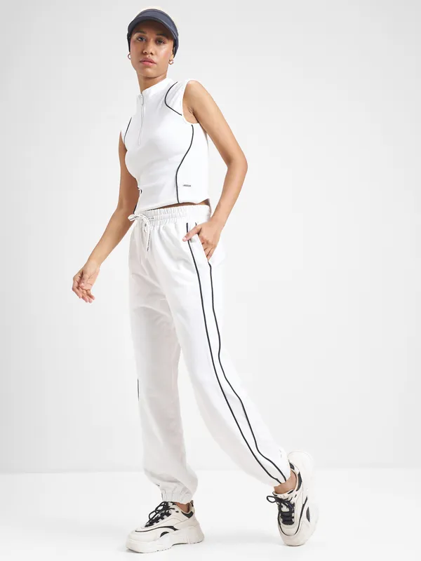 Street By Tokyo Talkies Women White Baggy Track Pant