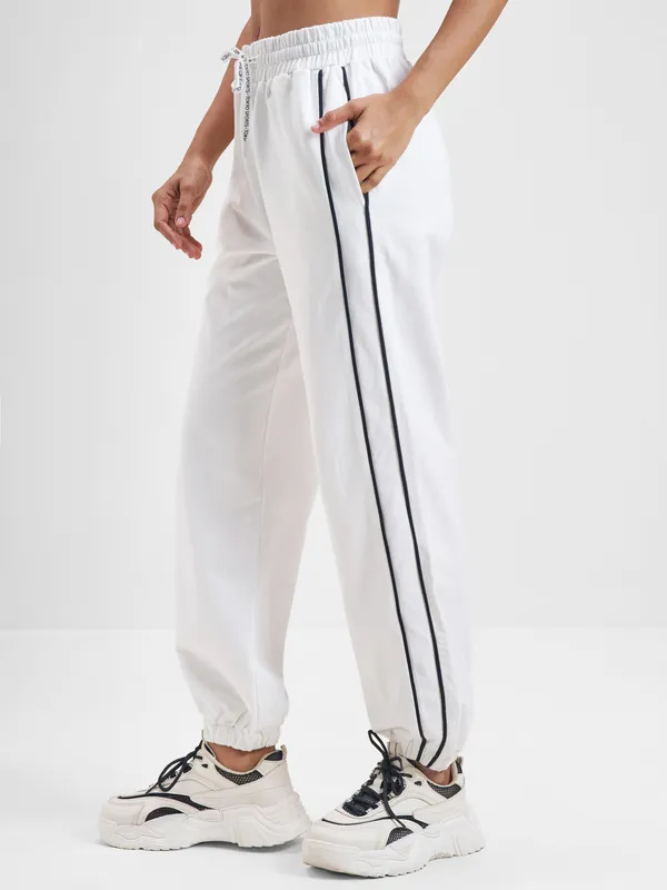 Street By Tokyo Talkies Women White Baggy Track Pant