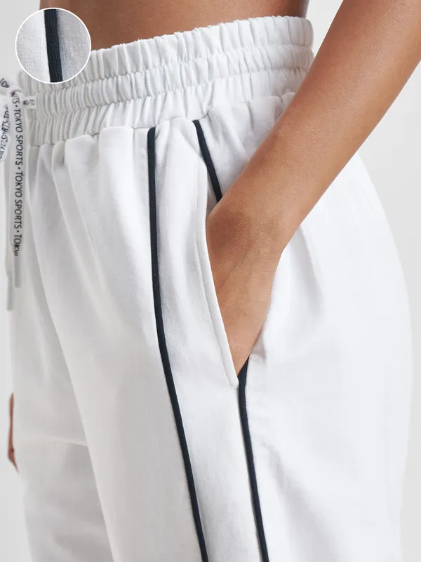 Street By Tokyo Talkies Women White Baggy Track Pant