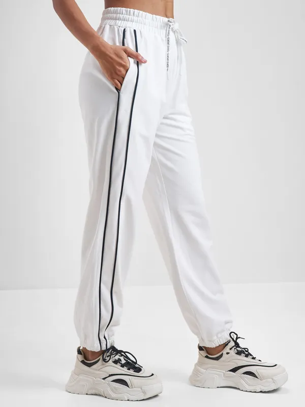 Street By Tokyo Talkies Women White Baggy Track Pant
