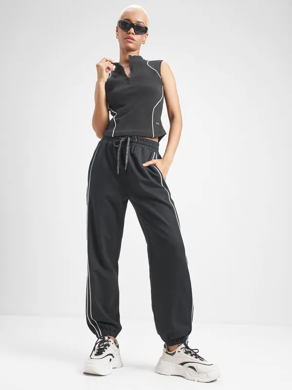Street By Tokyo Talkies Women Black Baggy Track Pant
