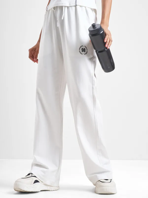 Street By Tokyo Talkies Women White Baggy Track Pant