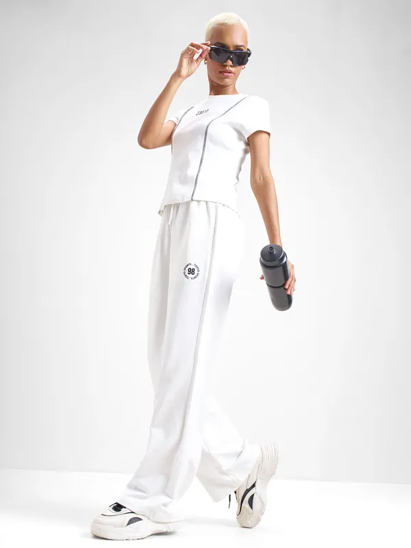 Street By Tokyo Talkies Women White Baggy Track Pant