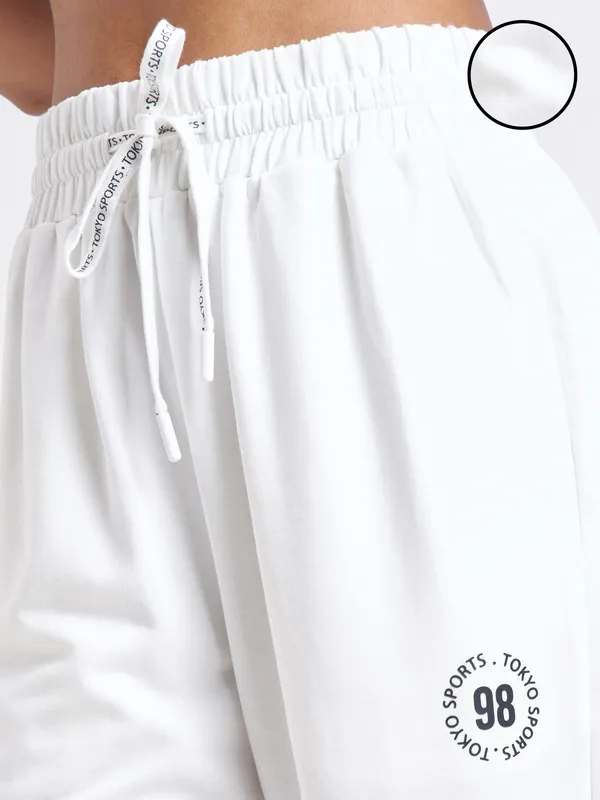 Street By Tokyo Talkies Women White Baggy Track Pant