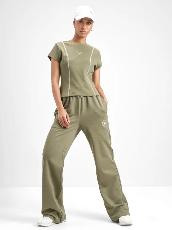 Street By Tokyo Talkies Women Olive Baggy Track Pant
