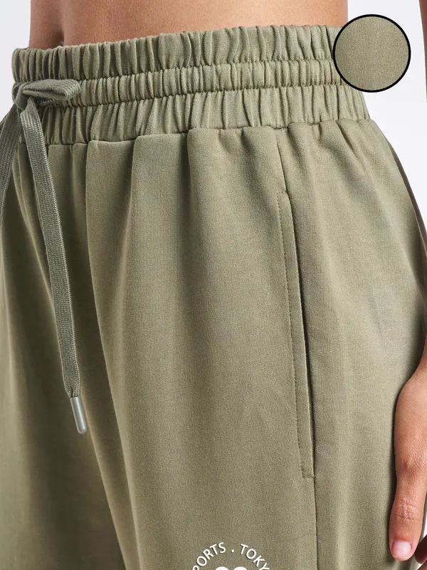 Street By Tokyo Talkies Women Olive Baggy Track Pant