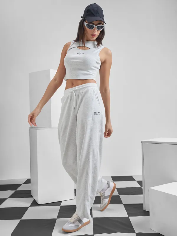 Street By Tokyo Talkies Women Grey Relaxed Fit Track Pant