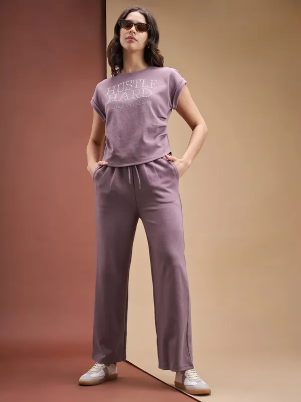 Street By Tokyo Talkies Women Purple Relaxed Fit Track Pant