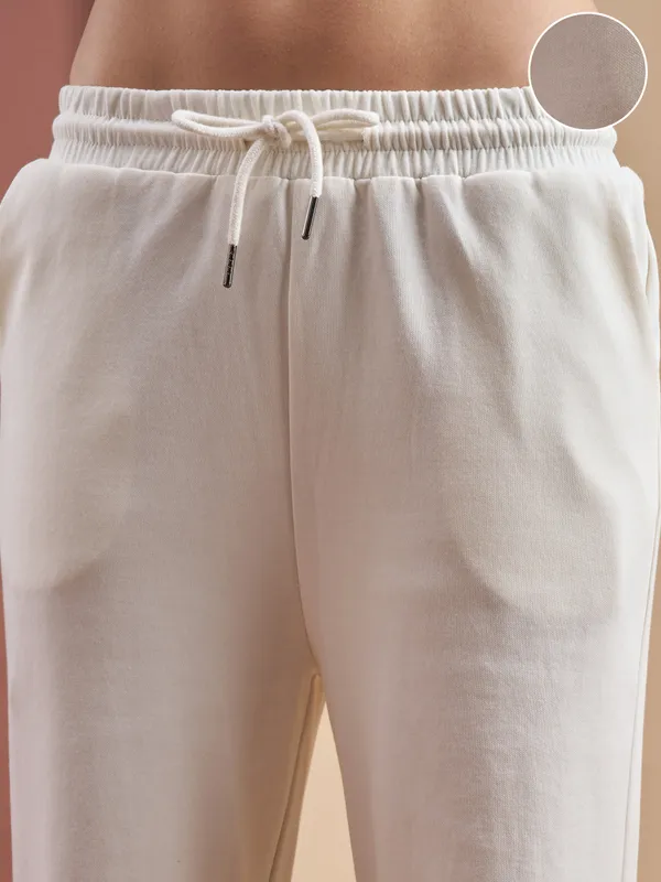 Street By Tokyo Talkies Women Off White Relaxed Fit Track Pant