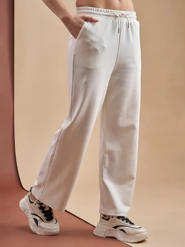 Street By Tokyo Talkies Women Off White Relaxed Fit Track Pant