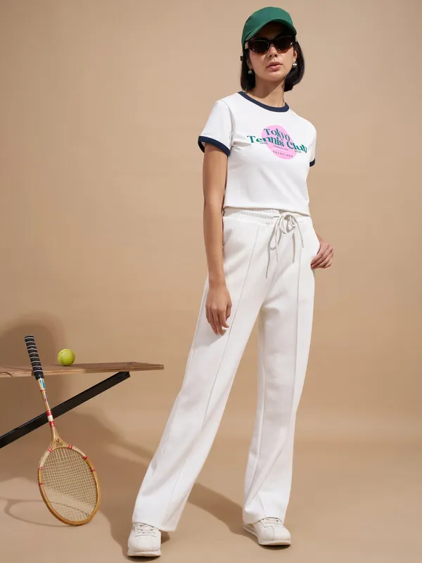 Tokyo Talkies Women White Regular Fit Track Pant