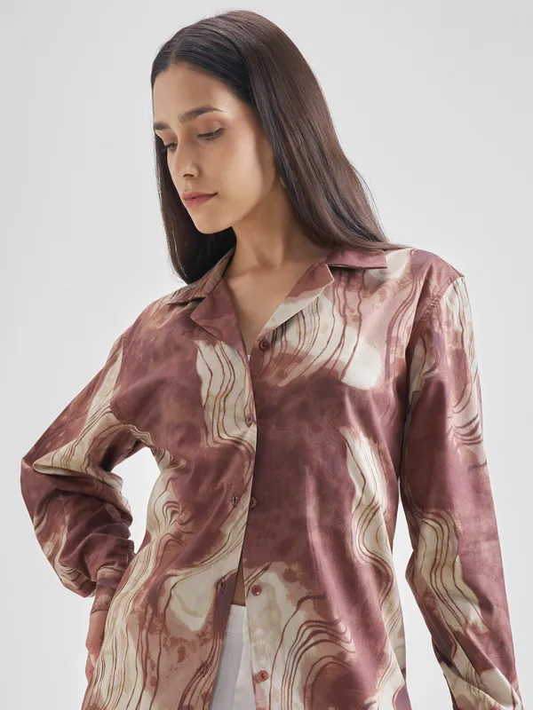 ESPYR By Tokyo Talkies Women Brown Printed Casual Shirt