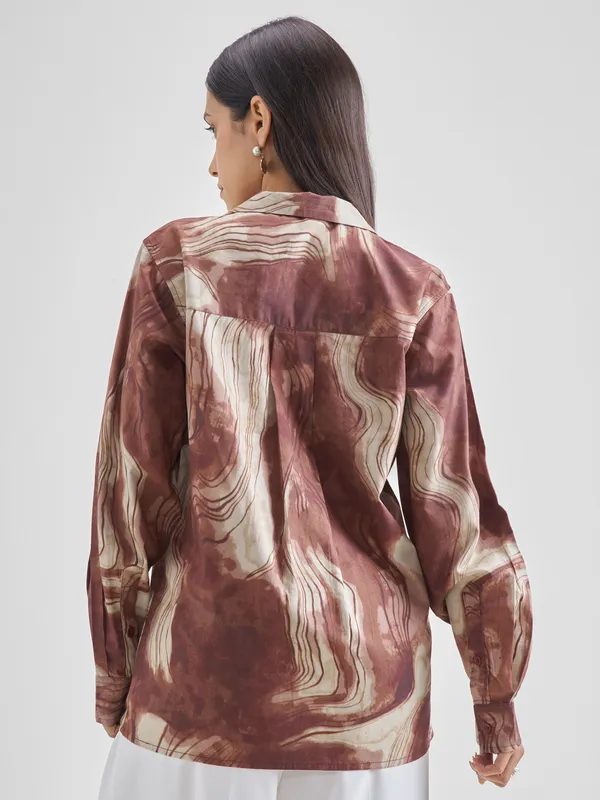 ESPYR By Tokyo Talkies Women Brown Printed Casual Shirt