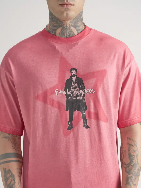 Highlander Men Pink The Boys Printed Round Neck Oversized Fit T-Shirt