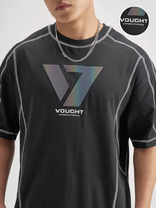 Highlander Men Black The Boys Printed Round Neck Oversized Fit T-Shirt