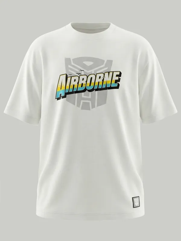 Highlander Men White Transformers Printed Round Neck T-Shirt