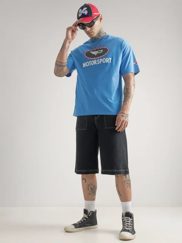 Highlander Men Blue Peanuts Printed Round Neck T-Shirt