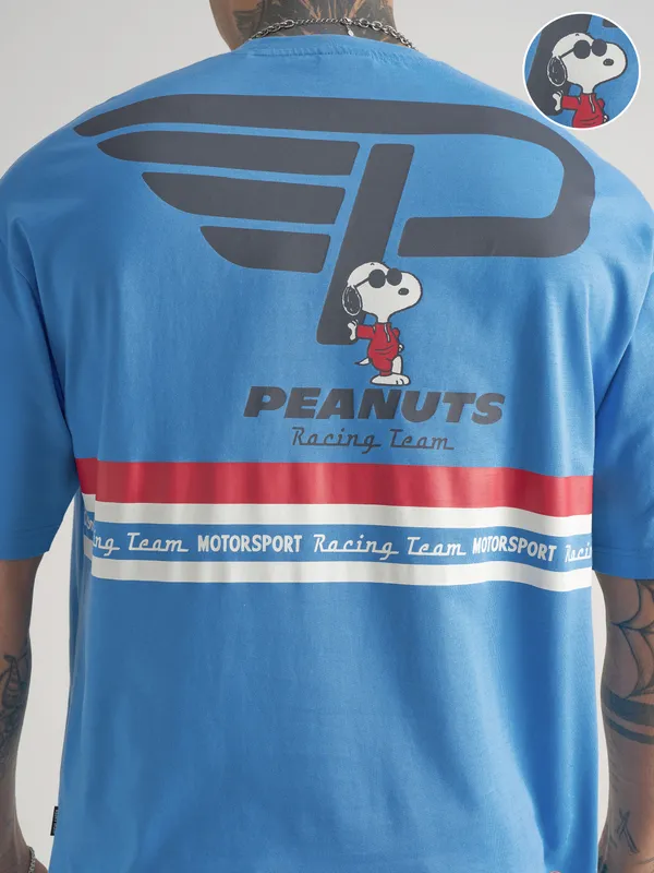 Highlander Men Blue Peanuts Printed Round Neck T-Shirt