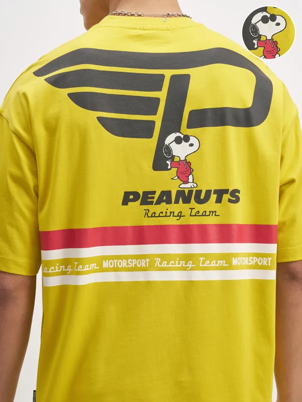 Highlander Men Yellow Peanuts Printed Round Neck T-Shirt