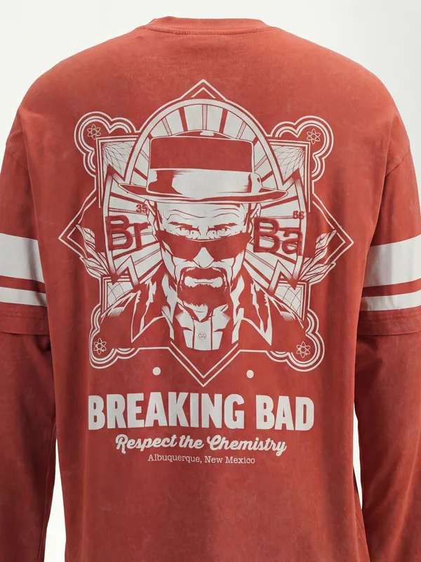 Highlander Men Brown Breaking Bad Printed Round Neck Oversized Fit T-Shirt