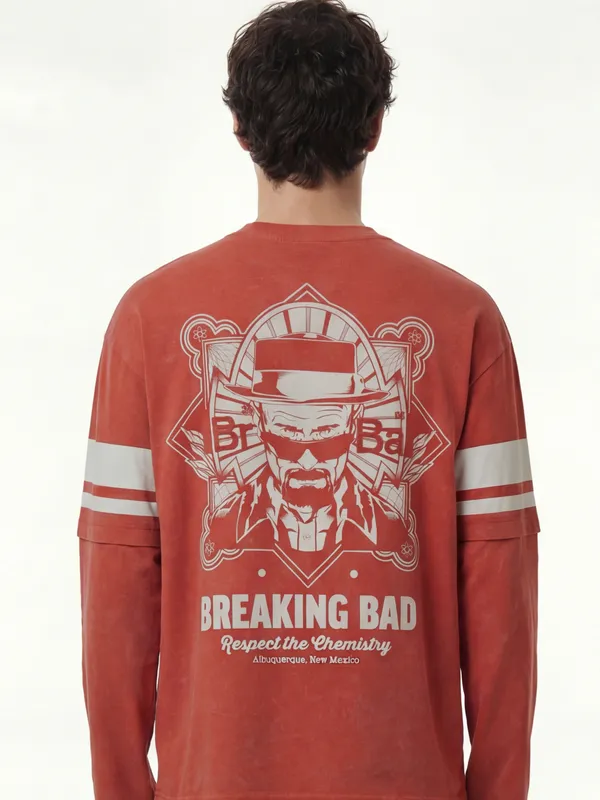 Highlander Men Brown Breaking Bad Printed Round Neck Oversized Fit T-Shirt