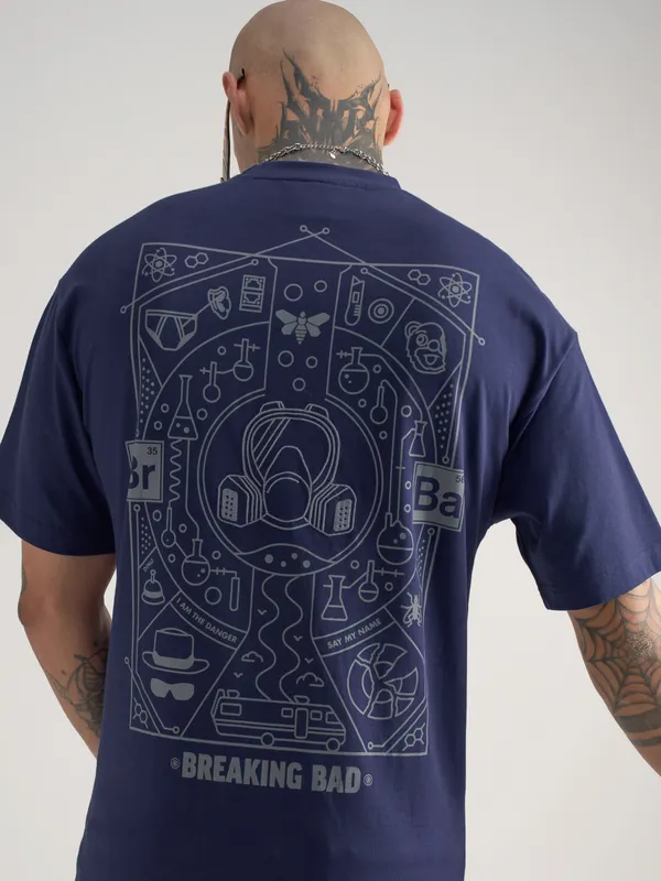 Breaking Bad Men Embroidered Round Neck Oversized Fit T-Shirt