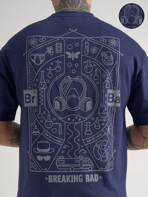 Breaking Bad Men Embroidered Round Neck Oversized Fit T-Shirt