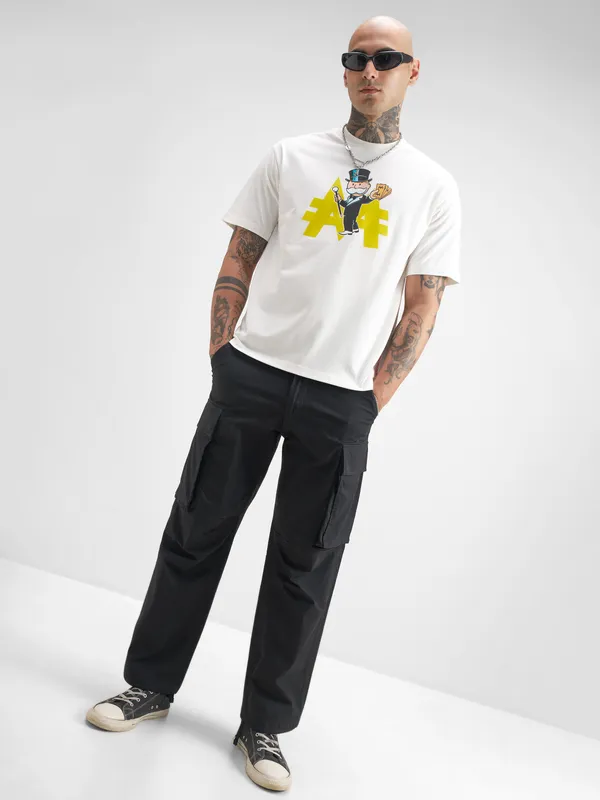 Hasbro By Highlander Men White Printed Round Neck T-Shirt