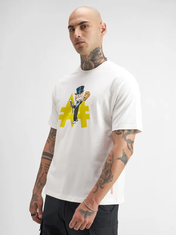 Hasbro By Highlander Men White Printed Round Neck T-Shirt