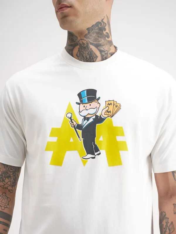 Hasbro By Highlander Men White Printed Round Neck T-Shirt