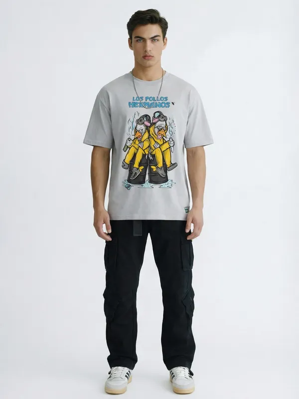 Highlander Men Grey Breaking Bad Printed Round Neck T-Shirt