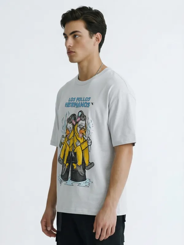 Highlander Men Grey Breaking Bad Printed Round Neck T-Shirt