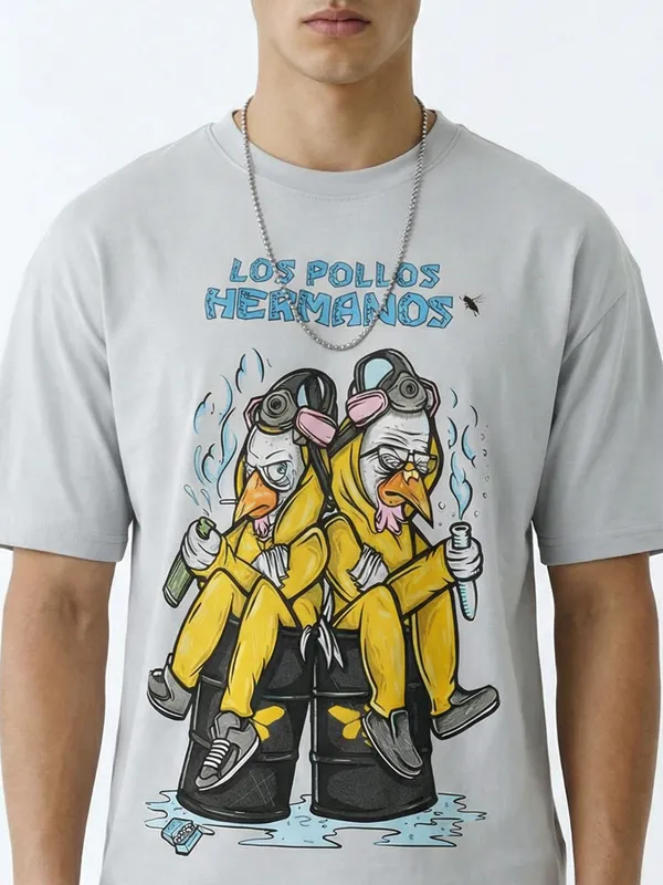 Highlander Men Grey Breaking Bad Printed Round Neck T-Shirt