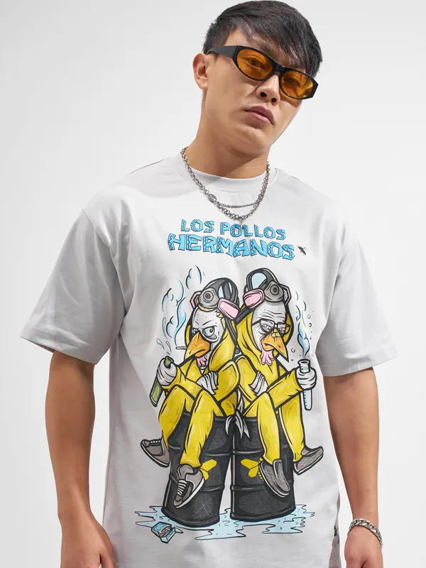 Highlander Men Grey Breaking Bad Printed Round Neck T-Shirt