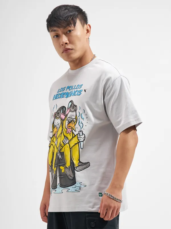 Highlander Men Grey Breaking Bad Printed Round Neck T-Shirt