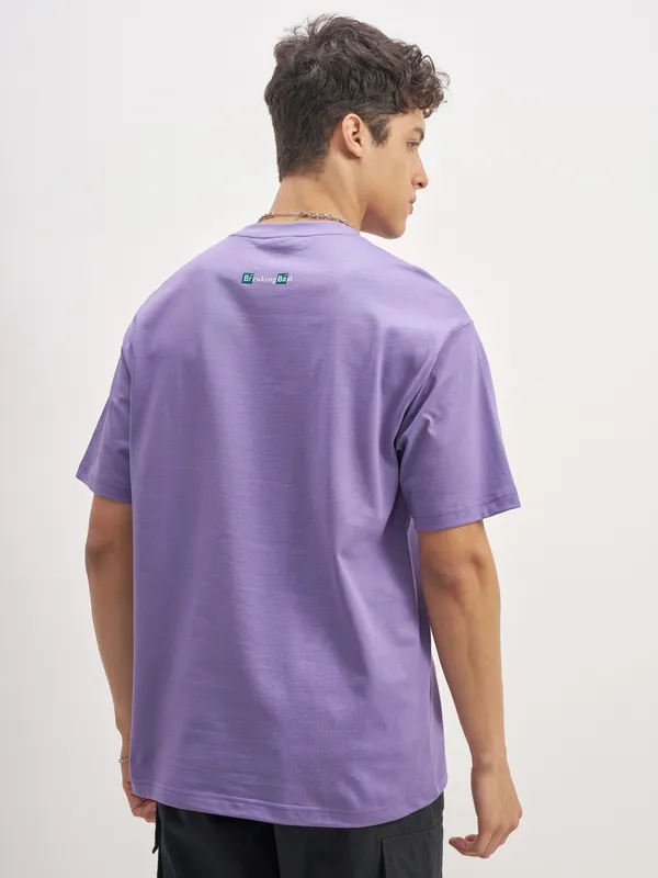 Highlander Men Purple Breaking Bad Printed Round Neck T-Shirt