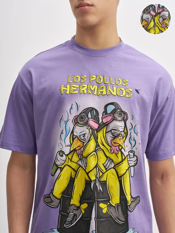 Highlander Men Purple Breaking Bad Printed Round Neck T-Shirt