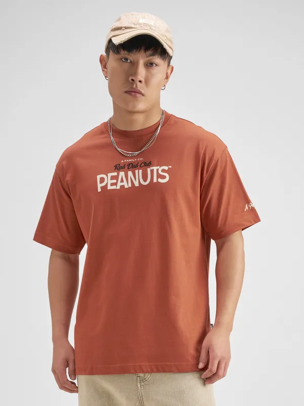 Highlander Men Brown Peanuts Printed Round Neck T-Shirt