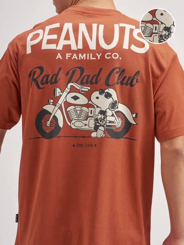 Highlander Men Brown Peanuts Printed Round Neck T-Shirt
