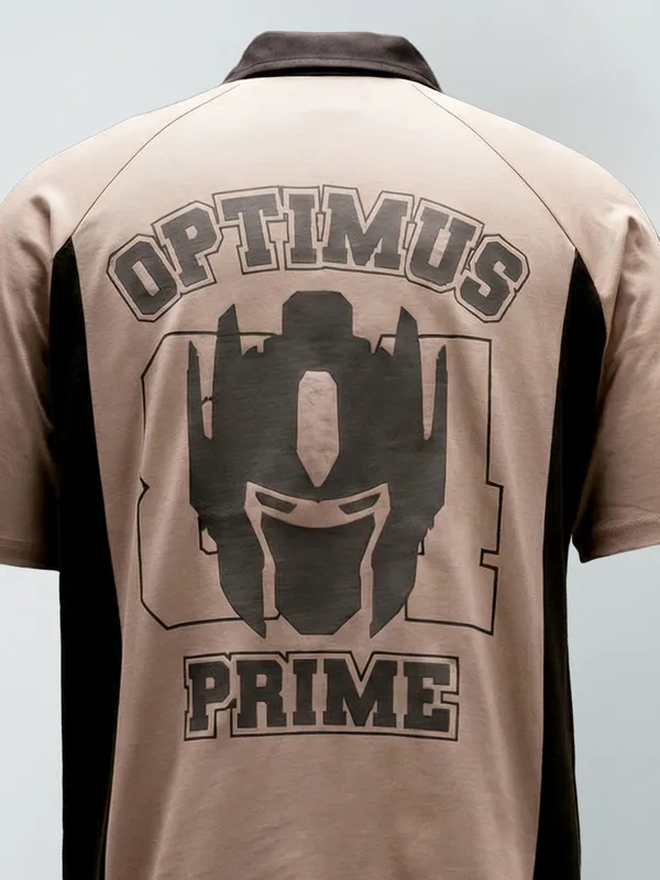 Highlander Men Peach Transformers Printed Polo Collar T-Shirt