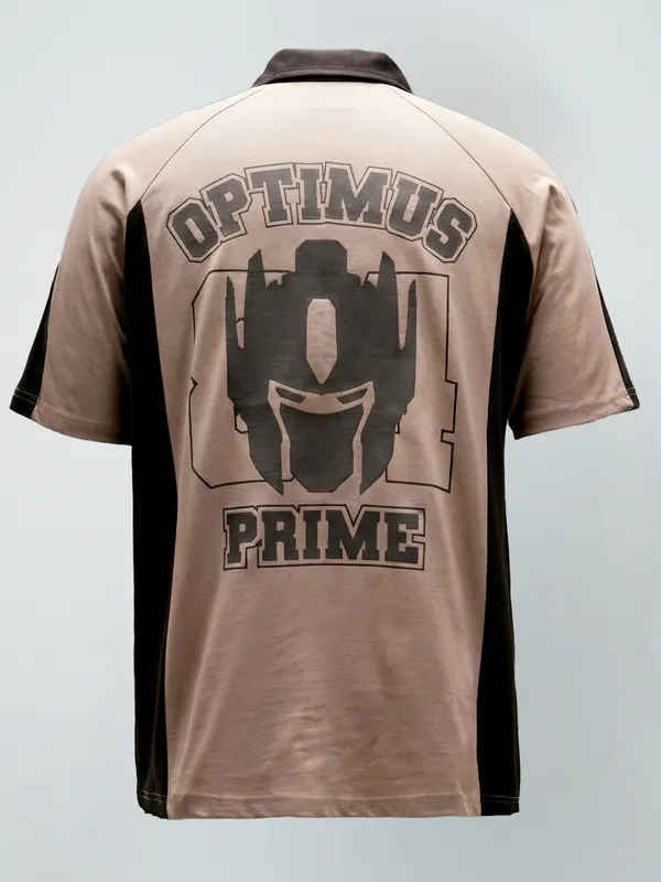 Highlander Men Peach Transformers Printed Polo Collar T-Shirt