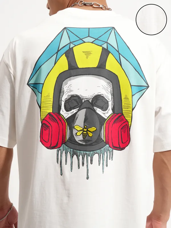 Highlander Men Off White Breaking Bad Printed Round Neck Oversized Fit T-Shirt