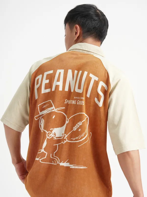 Highlander Men Rust Peanuts Printed Polo Collar T-Shirt
