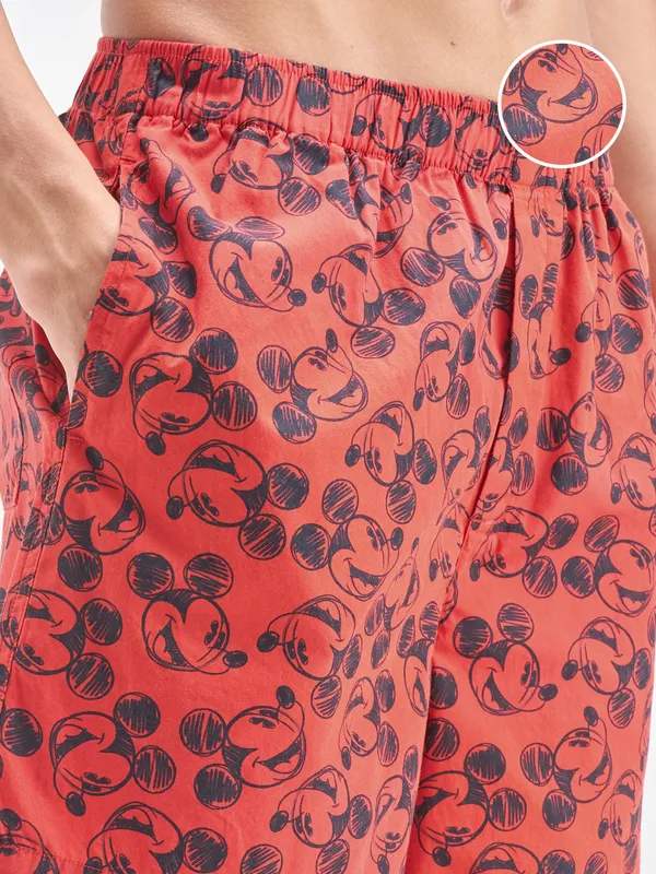 Disney By Highlander Men Red Mickey Mouse Cotton Boxers